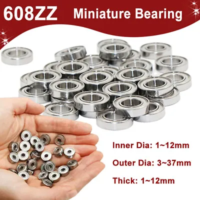 Bearings Miniature Seal Mini Ball Bearing 608 ZZ Series ID 1/2/3/4/5/6/7/8~12mm • $3.29