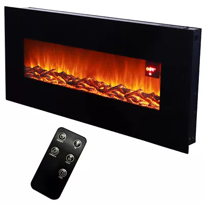 Large 50Inch Electric Fire Fireplace Wall Mounted Logs Effect Heater With Remote • £159.95