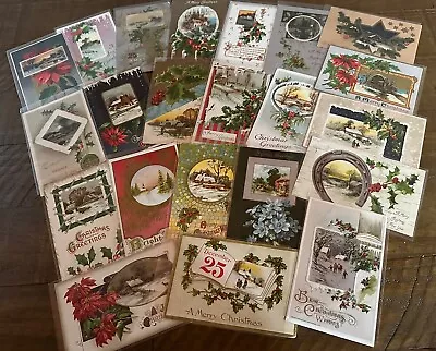 Lot Of 22 Vintage~Christmas Postcards With Winter Snowy & Village Scenes-h469 • $19.95