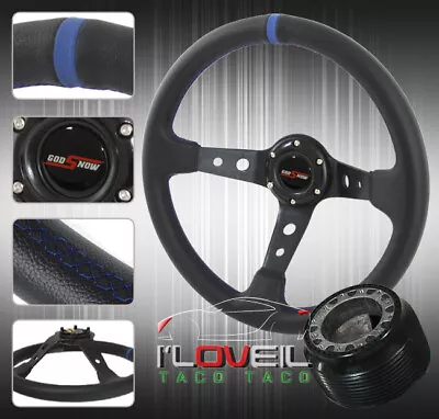 For 92-95 Civic/94-01 Integra/93-97 Del Sol Black Blue Deep Dish Steering Wheel • $47.99