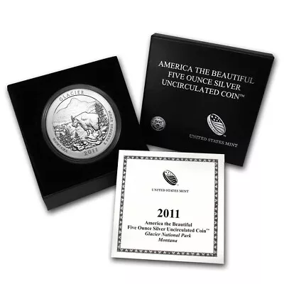 2011 P Glacier  Montana ATB 5 Oz Silver Coin OGP / COA  ~~ Pristine ~ • $225