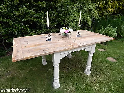 Rustic Oak Finish Country Farmhouse EXTENDING Kitchen Dining Table Painted NEW • £562.50