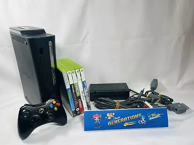 Microsoft Xbox 360 Console 1 Controller Power & AV Cable 5 FREE GAMES • £62.99