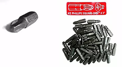 Lot Of 50 (Loose) Phillips 2OH-SQ #2 Square Drive Drill Bits 1  Long NEW • $17.95