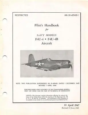 1947 Vought F4u-4/f4u-4b Corsair Pilots Flight Manual Aircraft Handbook-cd • $24.99