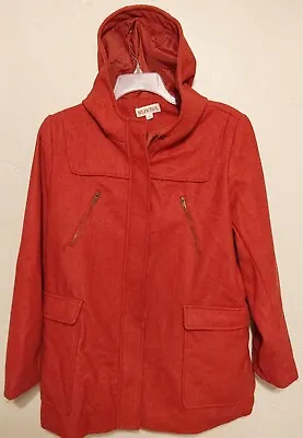 Women's Merona XXL Red Wool Coat Jacket Full Zip And Hooded • $1