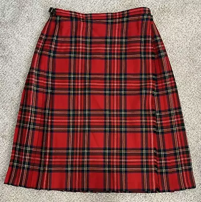 Jedburgh Kiltmakers Plaid Kilt Scotland Red Pleated Wool Size 16 44 Worn Once • $40