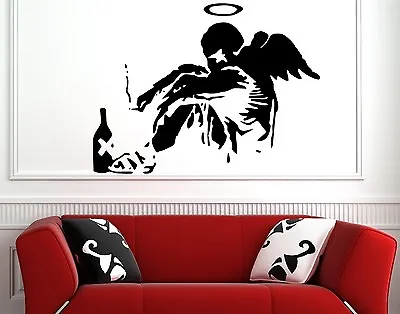 £9.45 • Buy Banksy Graffiti 'Fallen Angel' Art Vinyl Wall Stickers Decorations 30cm X 40cm