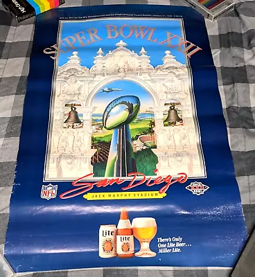 $2.99 • Buy Miller Lite Beer / Redskins & Denver Broncos Super Bowl Xxii Poster Man Cave