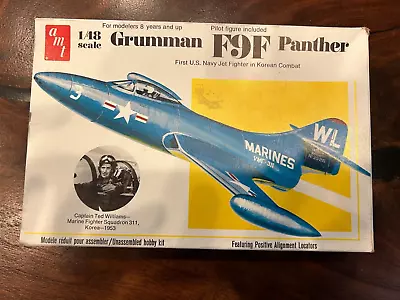 Grumman F9F Panther Model Airplane Capt. Ted Williams 1:48 Scale AMT No. T643 • $19.95