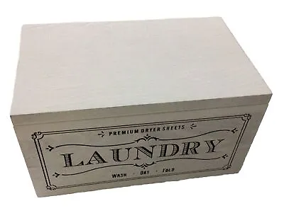 Rustic White Wooden Dryer Sheet Holder With Lid -  Dryer Sheet Dispenser Laundry • £13.49