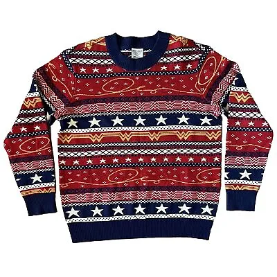 Box Lunch Sweater Wonder Women L Pullover Ugly Xmas Fair Isle Graphic Crewneck • $34.95