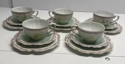 Antique Haviland Limoges? Tea Cups Saucers Small Plates With Pink Roses ( E58) • £54.59