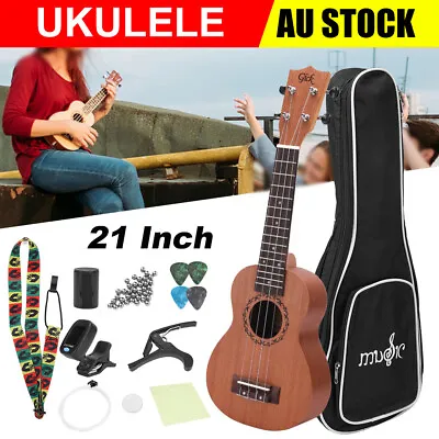 $41.85 • Buy 21  Ukulele Soprano Mahogany Ukelele Hawaii Guitar Carry Bag Tuner Pick Beginner