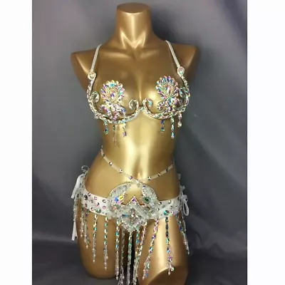 New Sexy Women Costume Samba Carnival Wire Bra High Waist Bottom Set 2pcs • £199.01