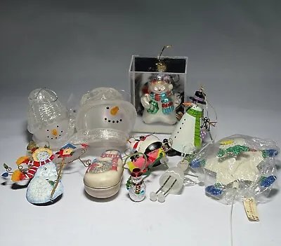 $15 • Buy Vintage Snowman Ornaments Lot Glass Metal Mixed Christmas Decor Holiday Snow