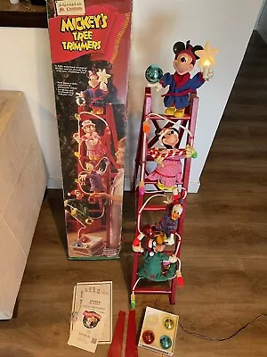 Vintage Mr Christmas Mickey's Tree Trimmers Animated Friends 4 Ft Ladder WORKS! • $275