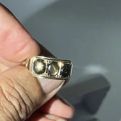 Antique MG BLACK STAR SAPPHIRE Ring Men’s 14k Gold  • $700