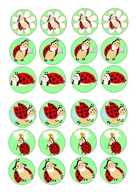 24 Ladybirds 2  Birthday  Cupcake Topper Wafer Rice Edible Fairy Cake Toppers • £2.50