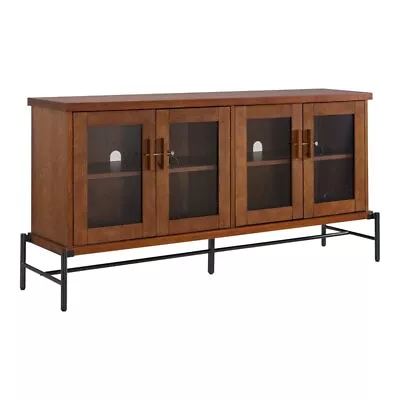 Bowery Hill Modern TV Stand-Sideboard In Aged Black-Whiskey Maple • $339.38