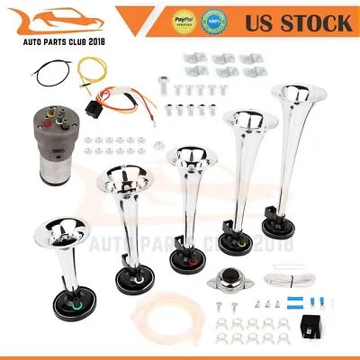 5 Trumpet Dixie Musical Car Air Horn Kit For Dukes Of Hazzard General Lee Silver • $43.33