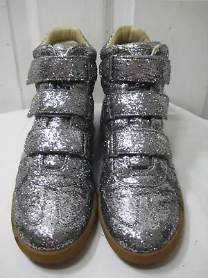 Maison Martin Margiela Leather High Top Glitter Sneakers Shoes Women's Size 38. • $79.99