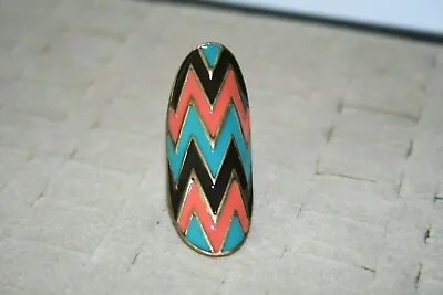 Vintage Rare Copper Enamel Full Finger Ring 2  Long Wavy Size 5  (L-20) • $16