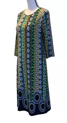 Voir Voir Women's Geometric 3/4 Sleeve Dress Size 12 Multicolor • $17.99