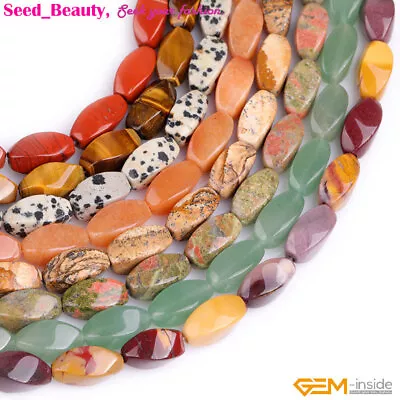 Natural Gemstone Stone Twist Beads Jewelry Making 15  Loose 8x16mm Bead 24-25Pcs • $9.01