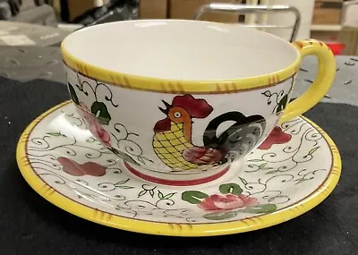 VTG PY Ucagco Early Provincial Rooster And Roses Cup And Saucer • $20