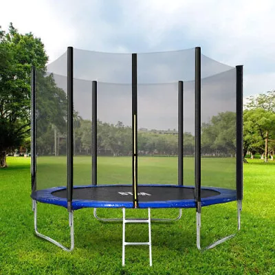 6FT Kids Garden Outdoor Trampoline With Safety Net Enclosure Spring Cover Ladder • £136.99