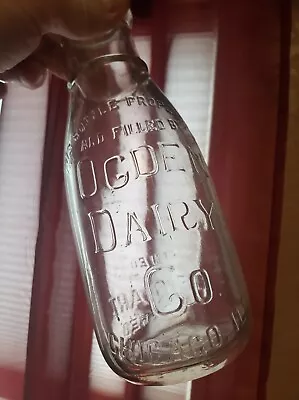 Rare Chicago Illinois Milk Bottle 1 Quart Ogden Dairy Company Embossed Milk Bott • $52