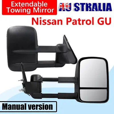 2x Extendable Towing Mirrors Pair For Nissan Patrol GU Y61 1997-Current • $205.99