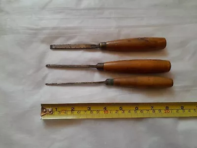 Vintage A Mathieson Mortice Chisels 1/16 2/16 4/16 • £10