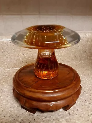 Viking Glass Controlled Bubble In Amber Orange Mushroom Art Glass W Label • $125