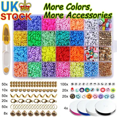 £10.98 • Buy Polymer Clay Beads Flat Round Disc 6mm Spacer For DIY Bracelets Jewellery Making