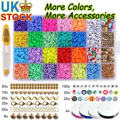 £11.48 • Buy Polymer Clay Beads Flat Round Disc 6mm Spacer For DIY Bracelets Jewellery Making