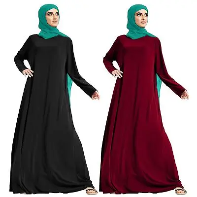 Womens Abaya Islamic Burqa Jilbab Kaftan Farasha Ladies Plain Long Maxi Dress • £14.99
