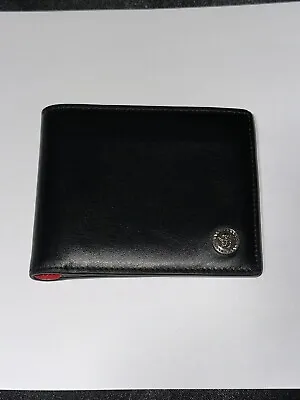 Versace La Medusa Logo Plaque Black/Red Calf Leather Bifold Wallet • $279