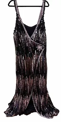 Fabulous One Of A Kind Dress 3x Wrap Vegas Wedding Sequin Heavy Drag Queen Show • $374.99