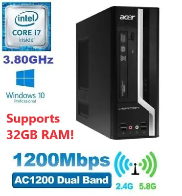 Acer Intel I7 Quad-Core 3.8GHz 16GB RAM SSD Office Desktop Student PC Windows 10 • $469