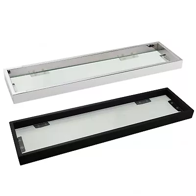 ACA Bath Storage Glass Shelf Single Layer Wall Holder Rack Black Chrome SUS304 • $55.90