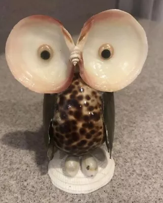 Vintage Retro Handmade Owl Sea Shell Art Figurine Ornament • $10