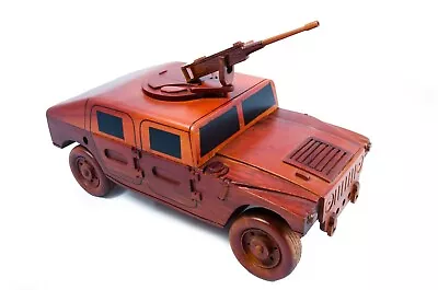 Wood Car Humvee Military Truck Moveable Wheels Handmade Genuine Mahogany Wood • $109