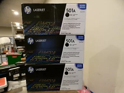 3 Genuine Original HP 501A Q6470A Black Laserjet Printer Toner Cartridge - NEW • $99.99