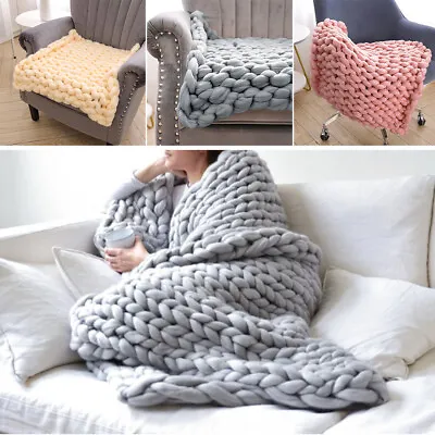 £17.95 • Buy Chunky Knitted Blanket Throw Rug Sofa Bed Chair Bedroom Soft Yarn Handmade Warm