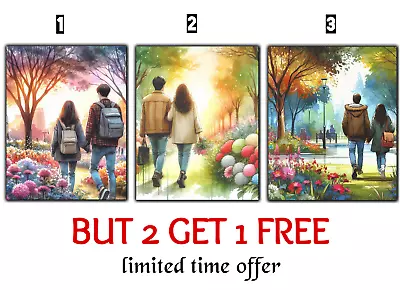Beautiful Couple Cartoon Wall Art Pictures Posters Photo UHD UK SELLER • £3.49