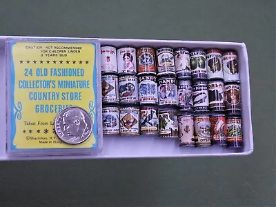 Vtg Shackman 1/12 Dollhouse 24 Pc Miniature Old Fashion Food Cans New Old Stock • $9.99