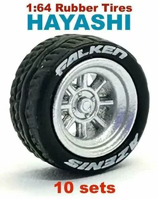 1:64 Wheels - Hayashi Rims Rubber Tire Fit 1/64 Diecast Model Cars - 10 Sets • $83.88