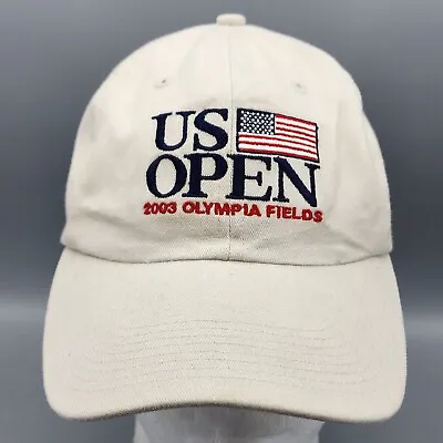 VINTAGE Golf Hat 2003 Olympia Fields White US OPEN Hat Cap Strap Back Made USA • $9.99